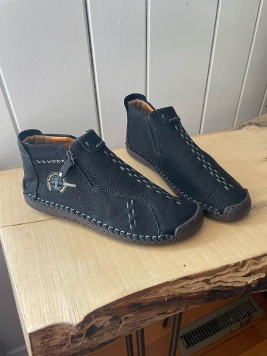 Shoes - $15 SALE Black Ankle Boots Casual Zipper Rubber Sole Unisex Gender Neutral